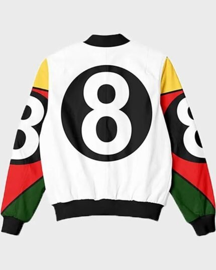 8 Ball 90s Style White Bomber Jacket