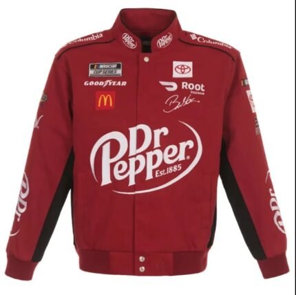 Bubba Wallace JH Design Dr. Pepper Twill Full-Snap Bomber Jacket