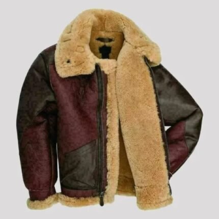 Collins Burgundy Black SF Bomber Real Leather Jacket