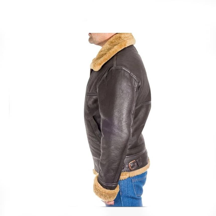 Men B3 Bomber RAF Leather Shearling Jacket 2