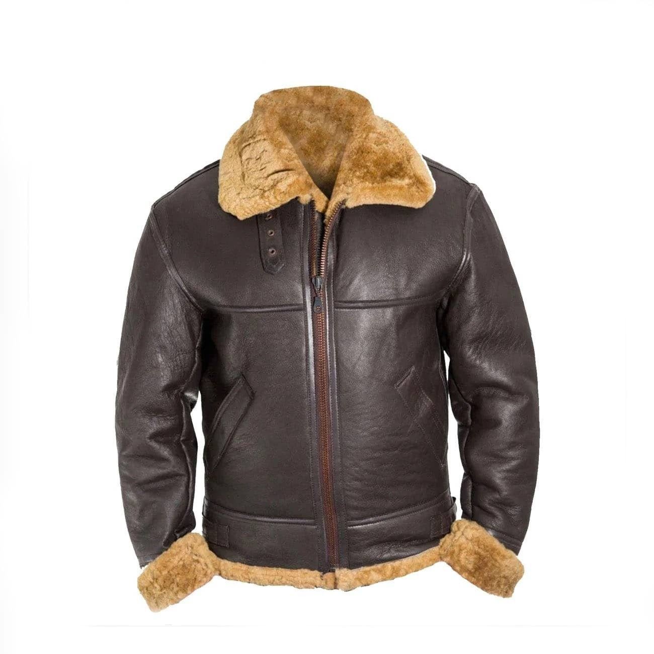 Men B3 Bomber RAF Leather Shearling Jacket