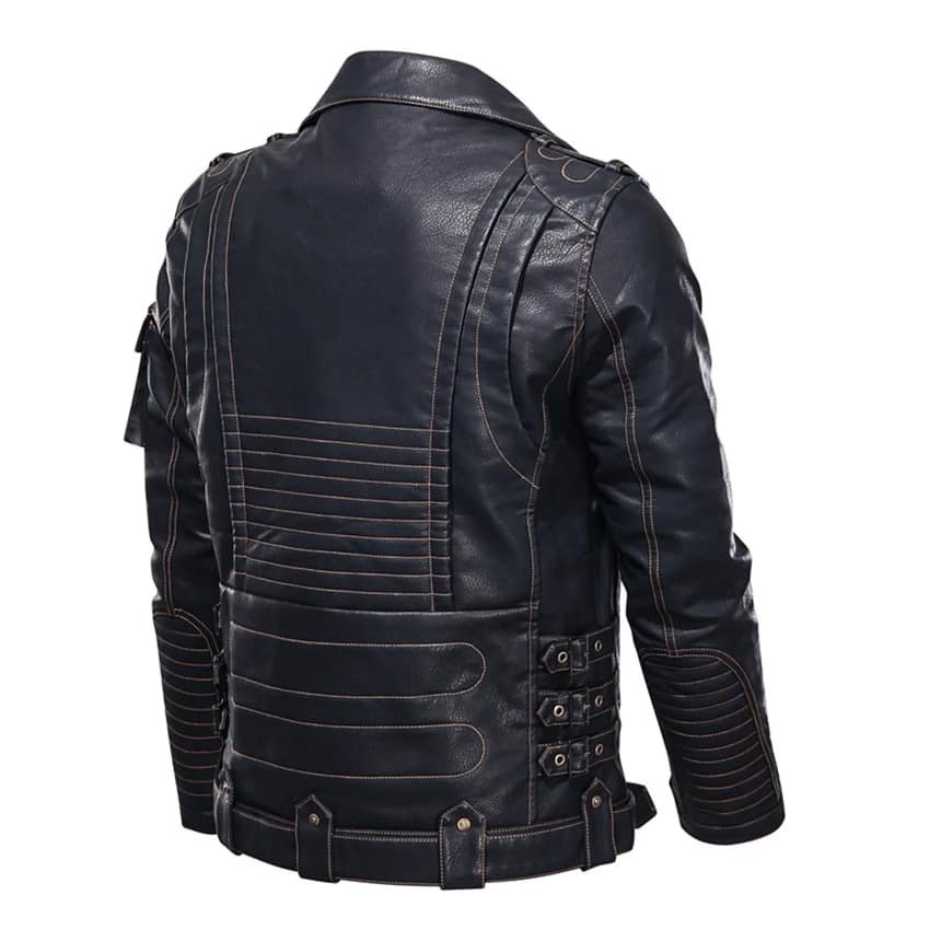 Men’s Genuine Cowhide Motorcycle Biker Premium Leather Jacket 2