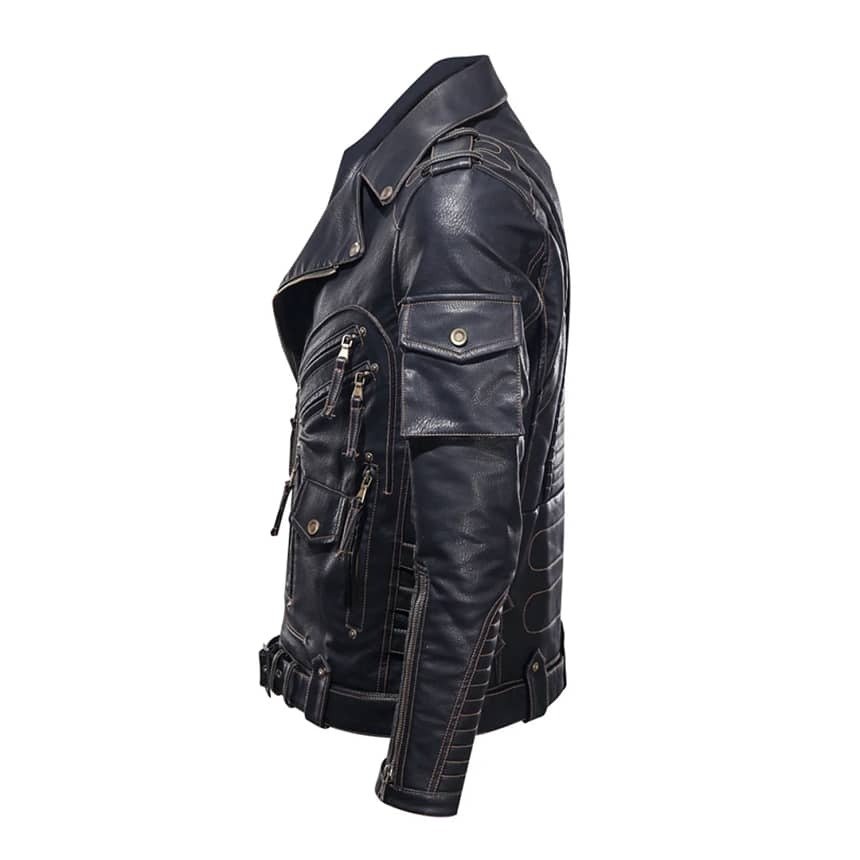 Men’s Genuine Cowhide Motorcycle Biker Premium Leather Jacket 3