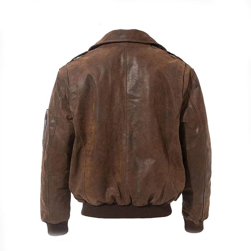Men’s Leather Flight Bomber Jacket Air Force Aviator 2