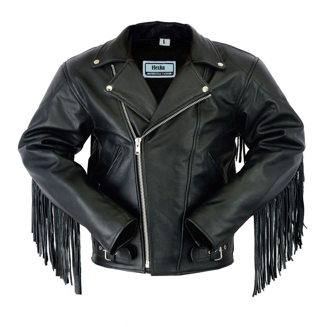 Men’s Leather Jacket With Tassels Fringe Motorbike Jacket Brando Cruiser Perfect