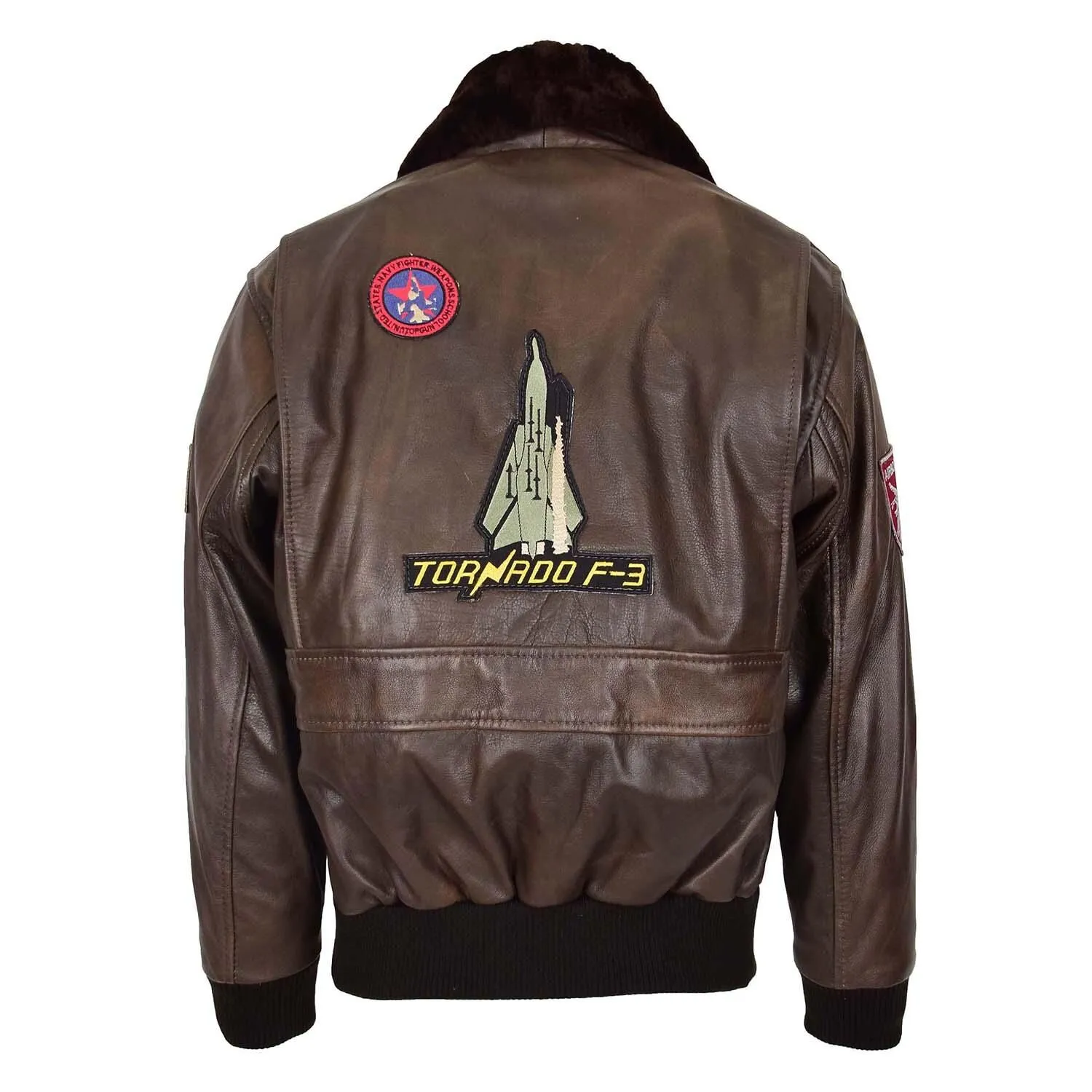 Premium Quality Mens Bomber Leather Jacket Air Force Style Lester Brown back Premium Quality Mens Bomber Leather Jacket Air Force Style Lester Brown