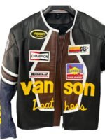 vanson star leather jacket open zip