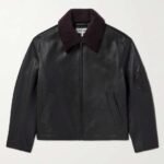Appliquéd Shearling-Trimmed Leather Jacket