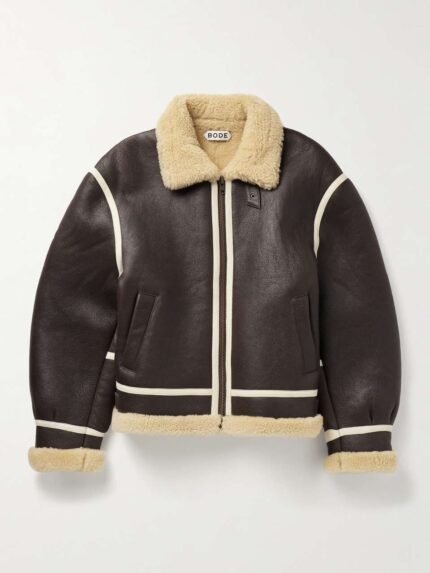 Leather-Trimmed Shearling Jacket