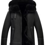 Men's Hooded RAF Aviator B3 Real Sheepskin Black Shearling Jacket