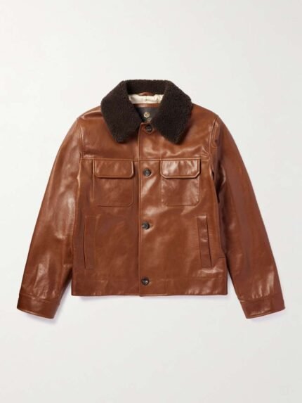 LORO PIANA Shearling-Trimmed Leather Jacket