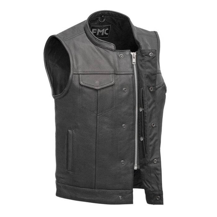 Blaster Men's Leather Motorcycle Vest Ride in Style and Comfort