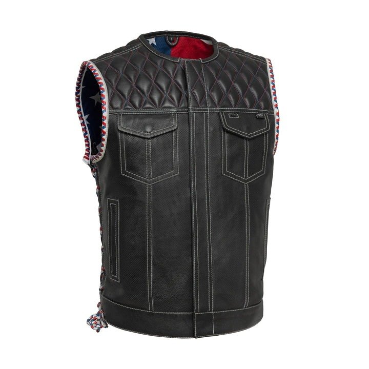 Captain Perforated Men's Motorcycle Leather Vest Captain Perforated Men's Motorcycle Leather Vest