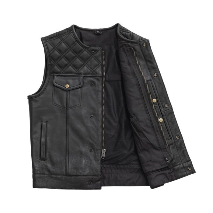 Men's Leather Motorbike Leather Vest 12 Gauge - Premium Quality & Stylish Design