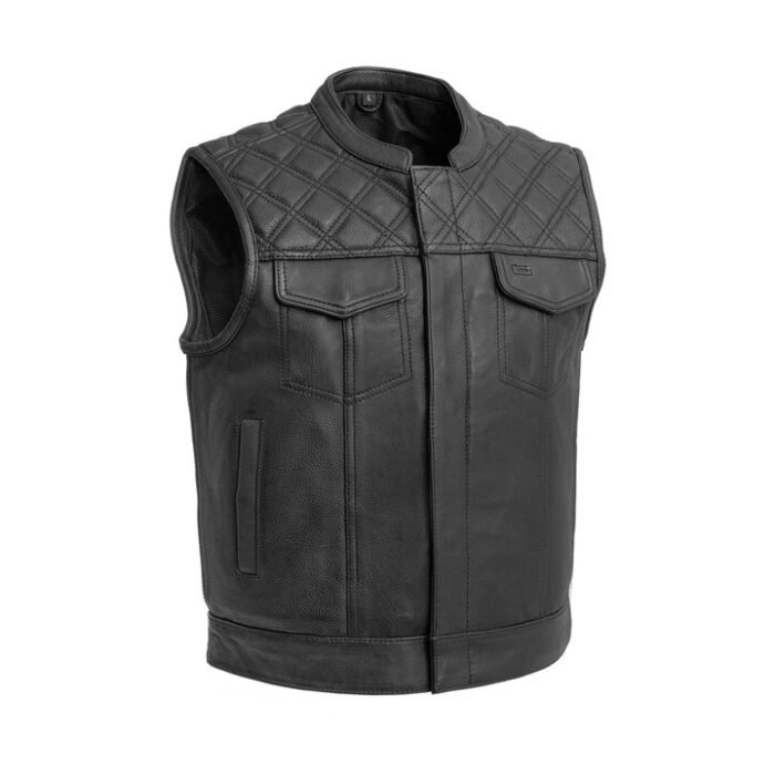 Upside Men’s Club Style Leather Vest for Bikers