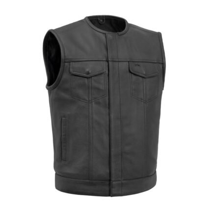 No Rival Men’s Premium Leather Motorcycle Vest